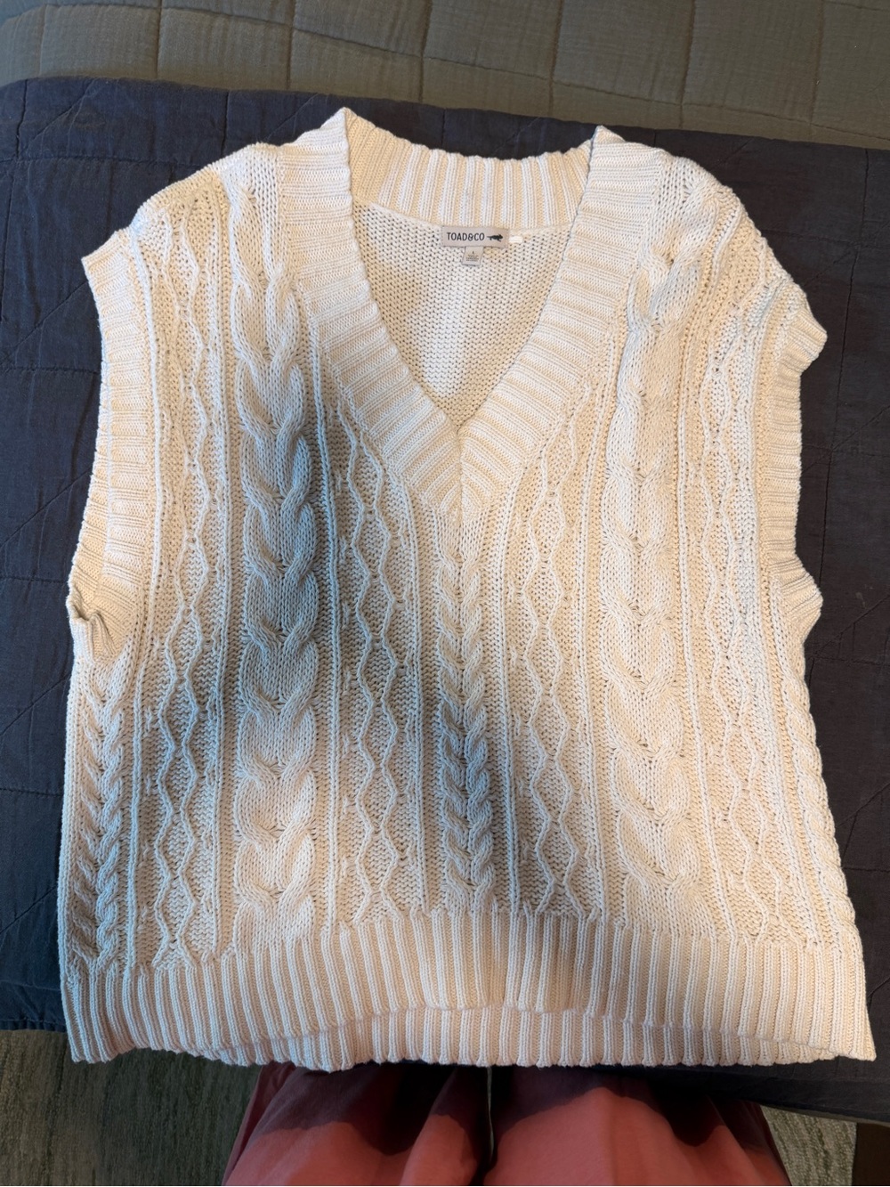 Toad&Co Cream Cable-Knit V-Neck Sweater Vest
